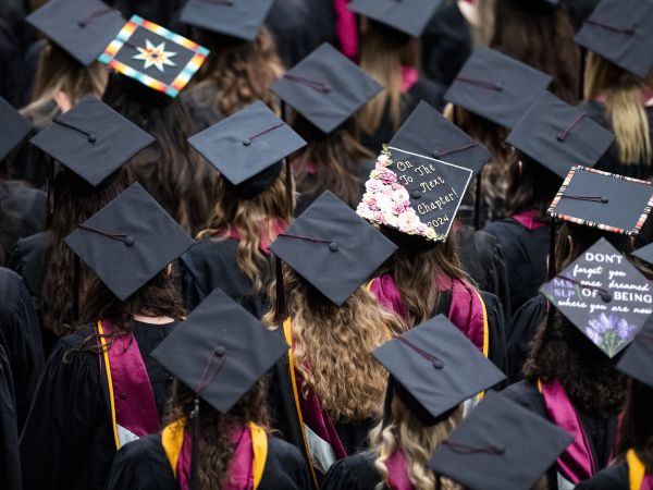 Photo from back of students graduating