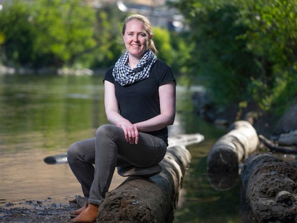 martens sits on a log