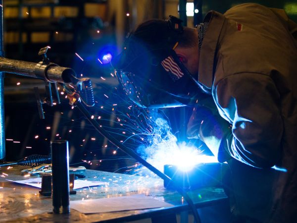 student welding