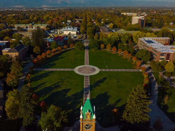 Drone shot of campus