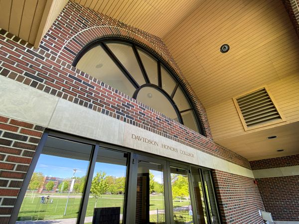 A picture of the entrance of the Davidson Honors College.