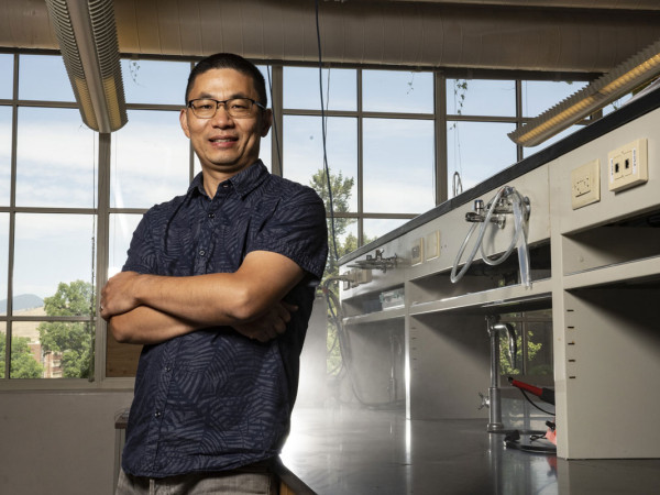 A picture of Lu Hu in his UM lab.