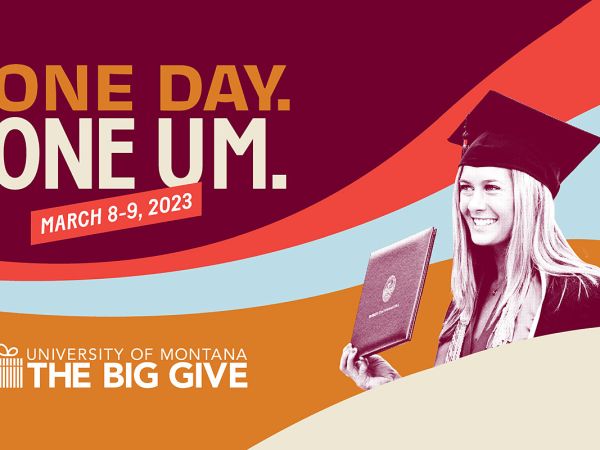 The Big Give logo that shows a graduating student holding a diploma