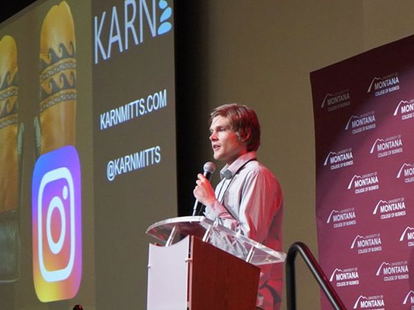 UM student Finan Lund-Andersen presents at the 2022 John Ruffatto Startup Competition.