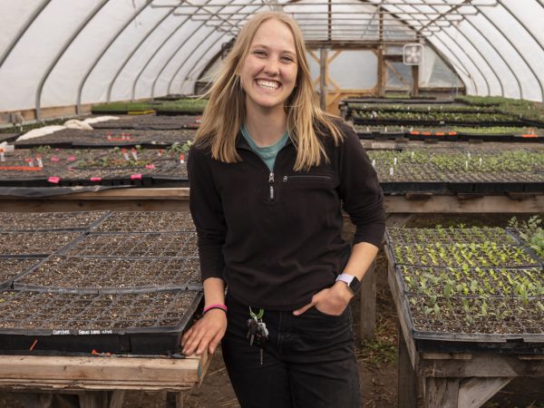 A picture of Zoe Transtrum at the PEAS Farm.