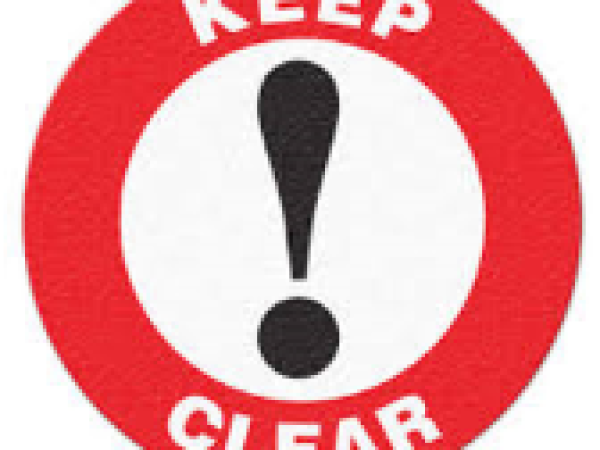 Keep clear - ! in a red circle