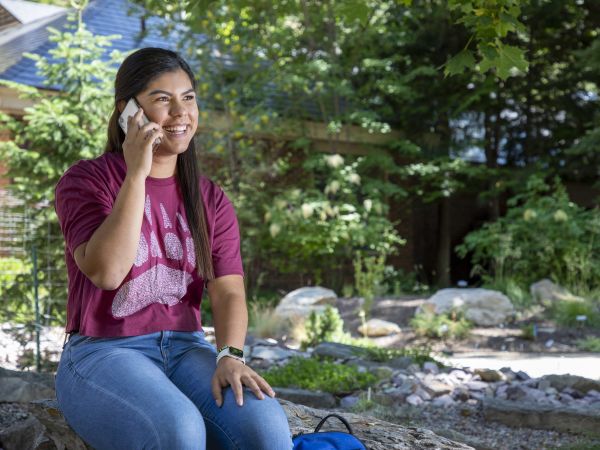 Student using phone