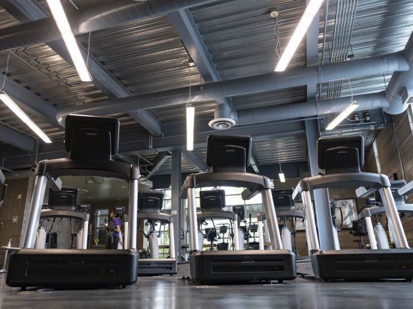 floor view of rec treadmills