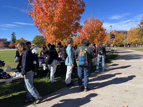 students on oval at clothing swap