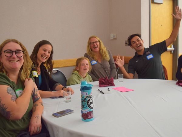 group of sustainability employees playing trivia