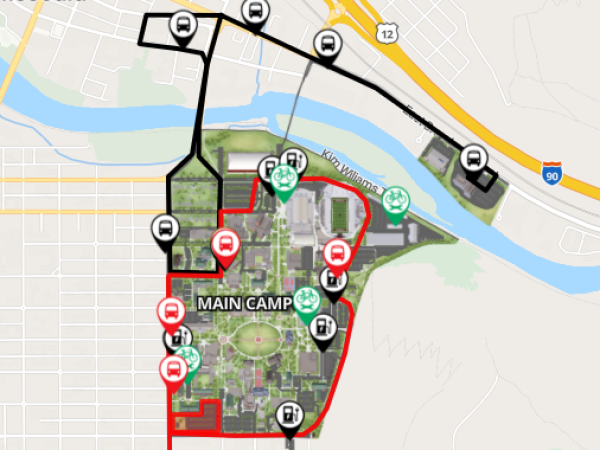 screenshot of campus bus map
