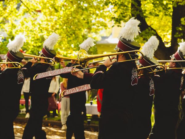 marching band walking down the road