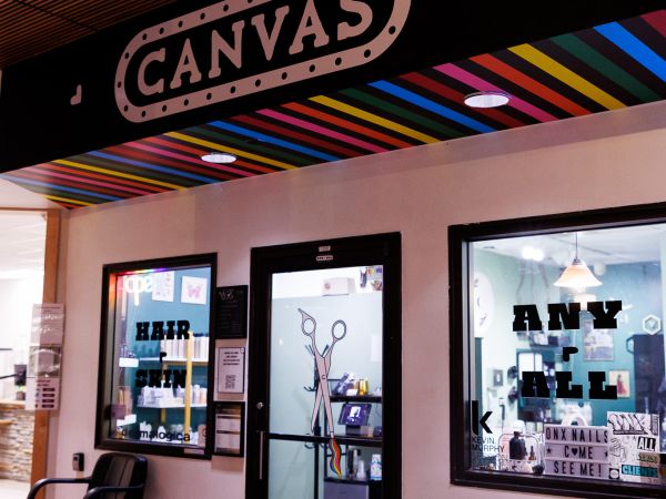 Outside door of Canvas hair studio