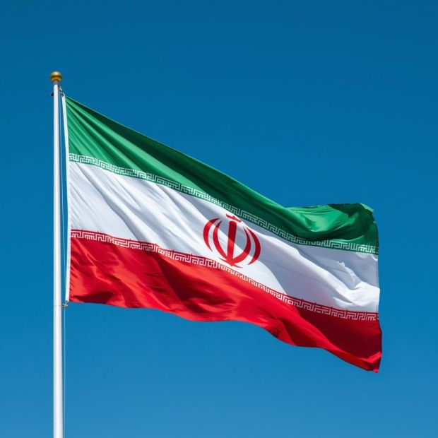 Iranian flag blowing in the wind