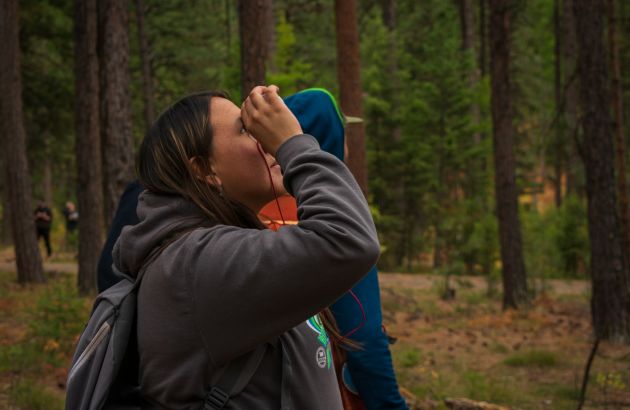 Student in forestry class