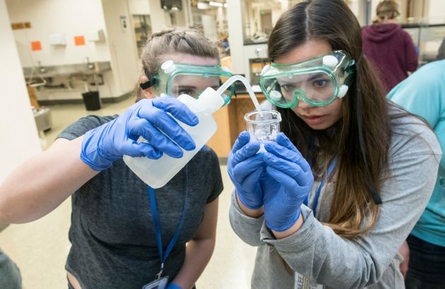 Students doing chemistry