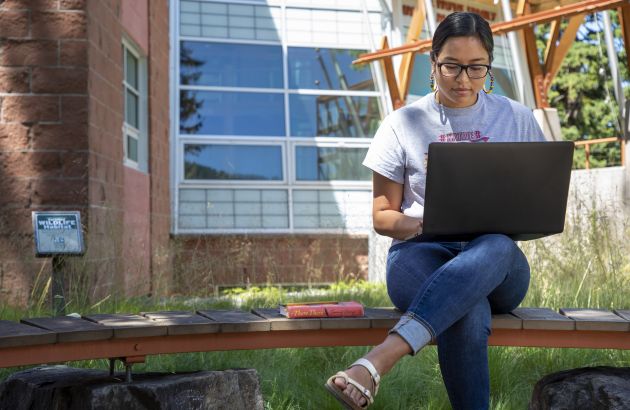 A student works on their computer