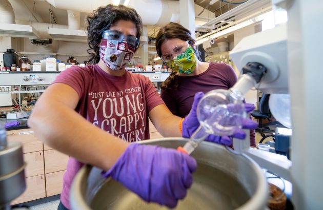 Two students in masks