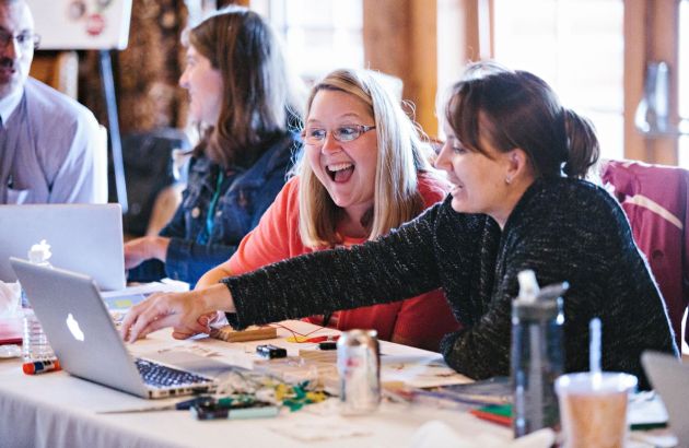 Teachers at a professional development workshop