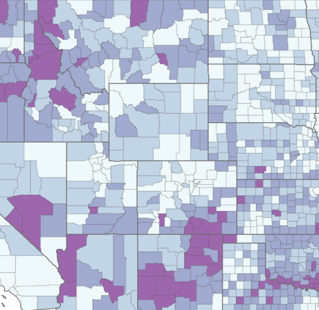 Screenshot of disability map of the United States