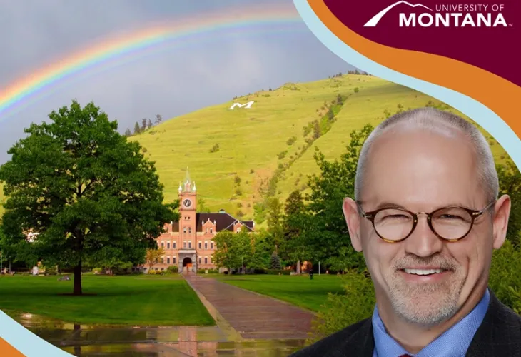 Tobin Miller Shearer in front of Main Hall