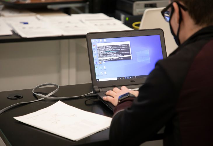 Student working on laptop 