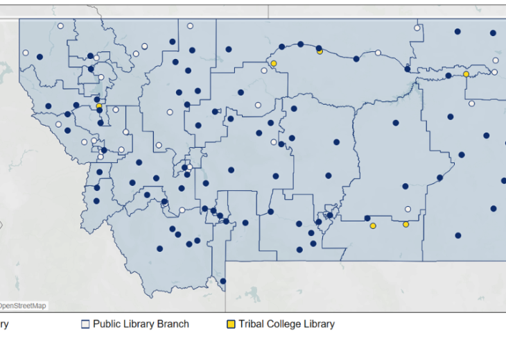 An image indicating the location of all Montana public libraries