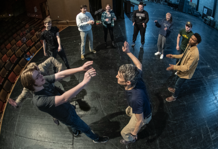 Acting Class in a Circle playing a game shot from above