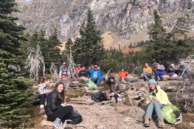 Students stop for a snack during visit to Glacier National Park for an interdisciplinary class on water