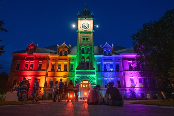 Pride lights on main hall