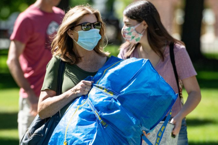 Students moving in to the residence halls.