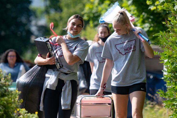 Students moving in to the residence halls.