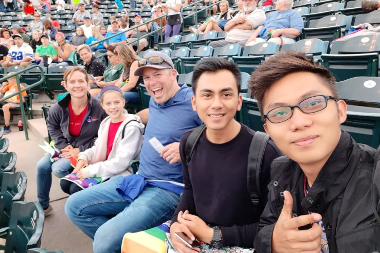 students at a stadium