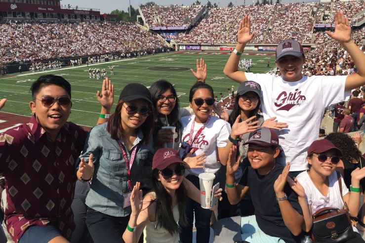 students at a griz game