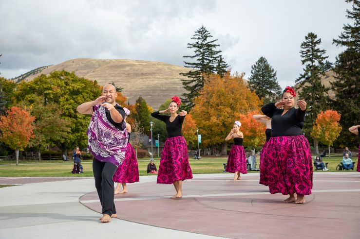 Pacific Islander's Hula Club performs on the oval