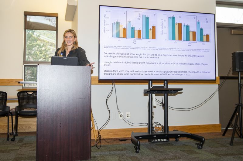 Woman presenting at symposium 
