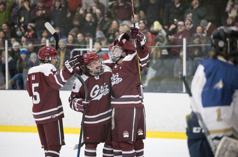 Griz Hockey Celebrating vs. MSU