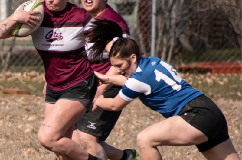 Grizzly Women's Rugby Player with Ball