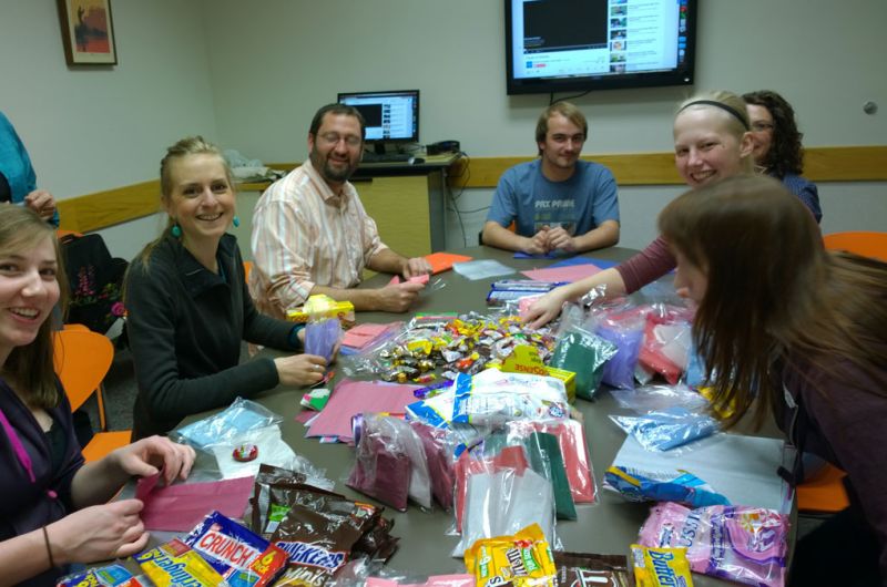 UMGS members preparing appreciation 'goody' bags for CNAs as part of Nation Nursing Home Week.