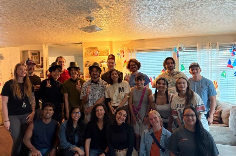 group of students inside international house