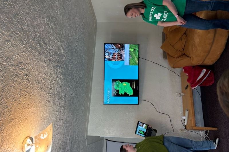 Two women presenting about Ireland