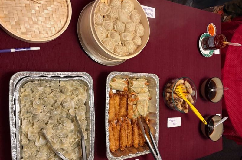 Table with Chinese food