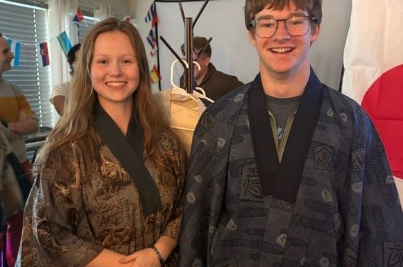 Students in traditional Japanese kimonos