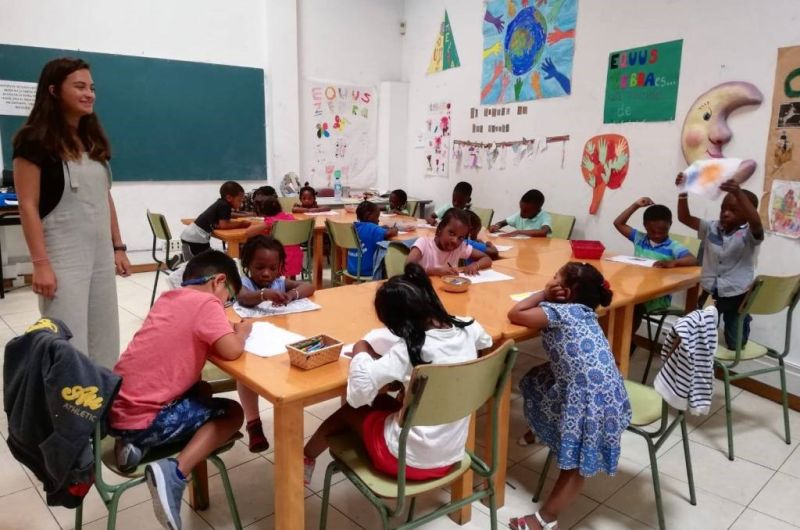 Female student teaching in Spain