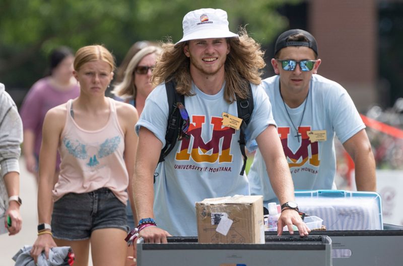 Students moving in to the residence halls.