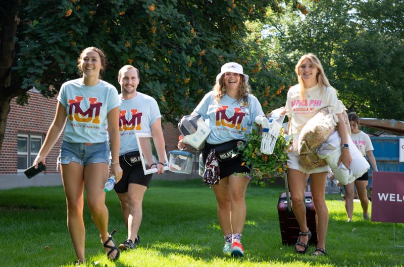 Students moving in to the residence halls.