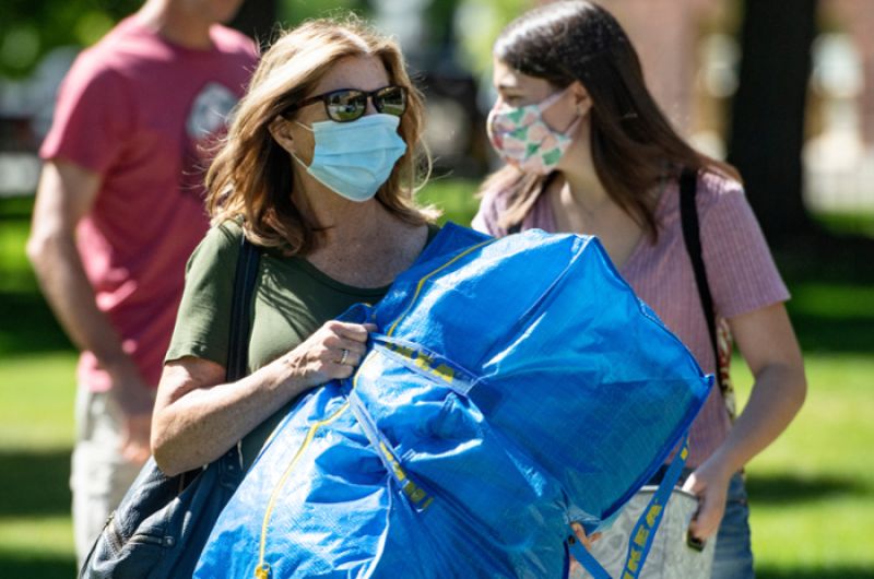 Students moving in to the residence halls.