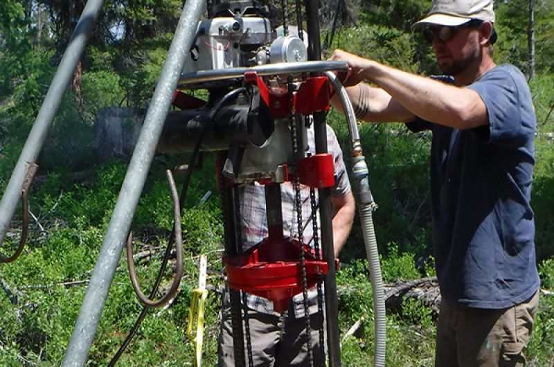 The Wienke Drill in action. Drilling holes on the North Fork Elk Creek hillslopes.