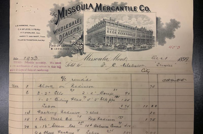 Missoula Mercantile business letterhead
