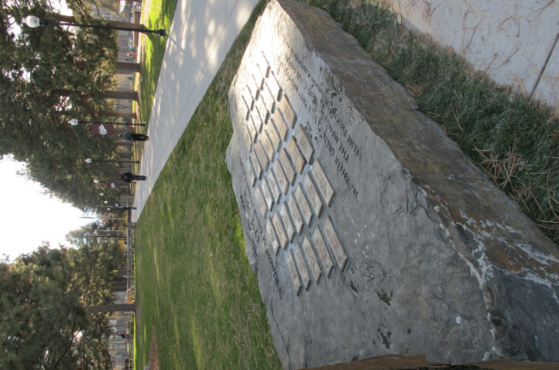 The new monument in place at the north end of Memorial Row